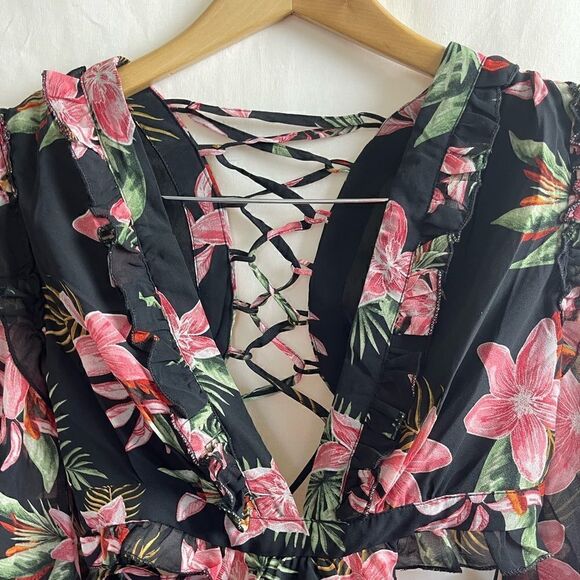 Black and Pink Floral Dress - Picture 8 of 12